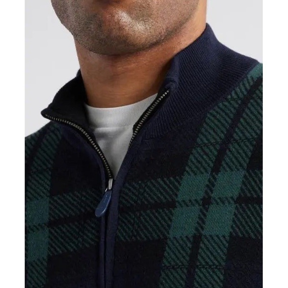 Vineyard Vines Boathouse Plaid Quarter Zip Merino Wool Cotton Sweater Mens L - Picture 11 of 11